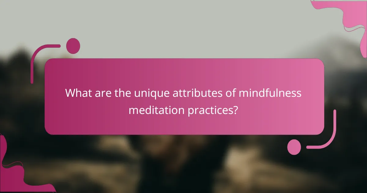 What are the unique attributes of mindfulness meditation practices?