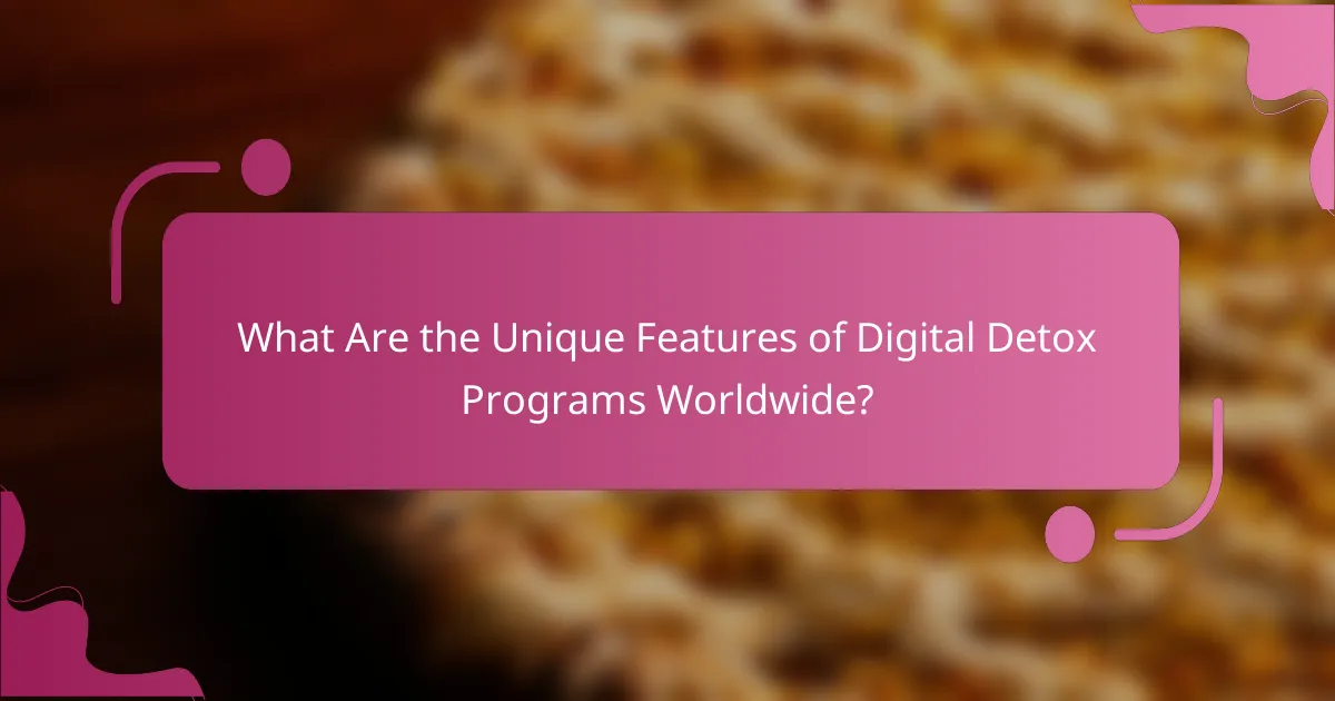 What Are the Unique Features of Digital Detox Programs Worldwide?