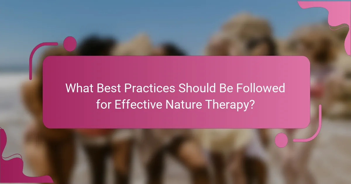 What Best Practices Should Be Followed for Effective Nature Therapy?