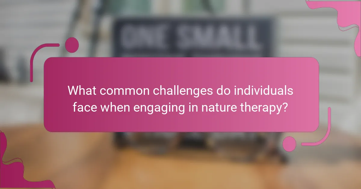 What common challenges do individuals face when engaging in nature therapy?